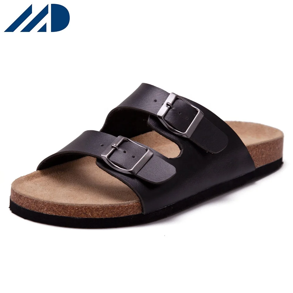 2023 Wholesale Hot High Quality Wholesale Men Buckle Straps Cork Sole Sandals with Pu Leather Foot bed
