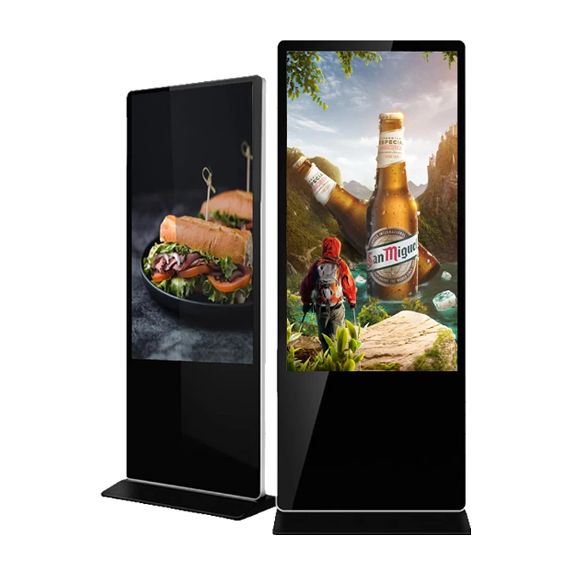 Custom 65 inch Floor Standing Advertising Media Player LCD Display Free Stand Digital Signage