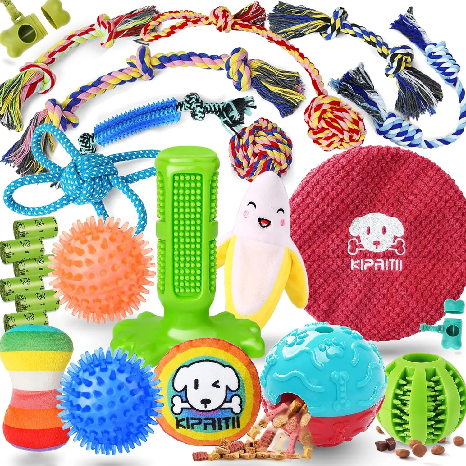 Wholesale Puppy Interactive Slow Feeder Chew Toys with Rubber Plush Cotton Rope Set Indestructible Kit Squeaky Dog Toy