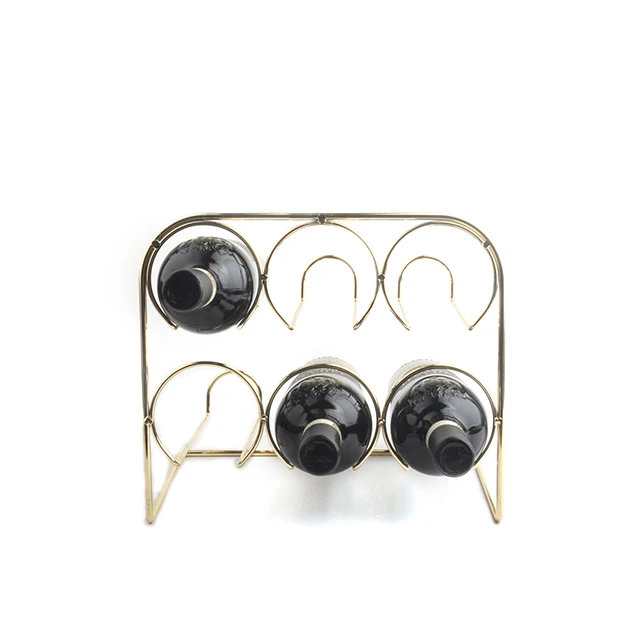 Brass plated wine rack freestanding Storage Rack Countertop Display Shelf Bottle Holder Gold