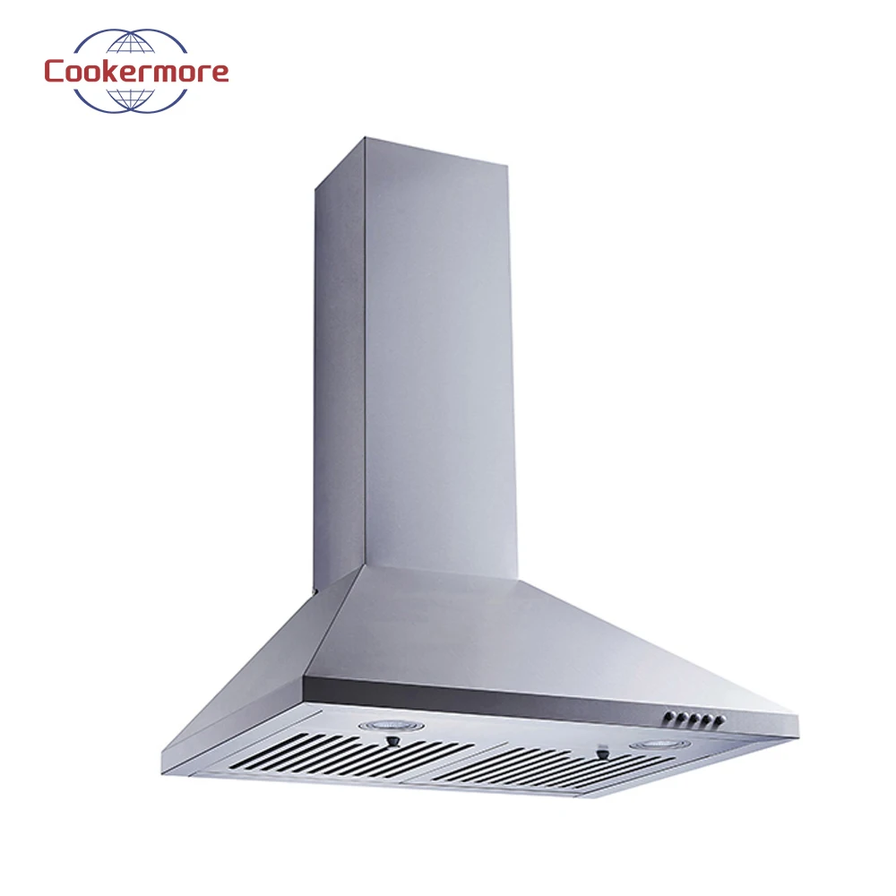 Quiet function auto clean  chimney stainless steel commercial kitchen pyramid extractor range hood