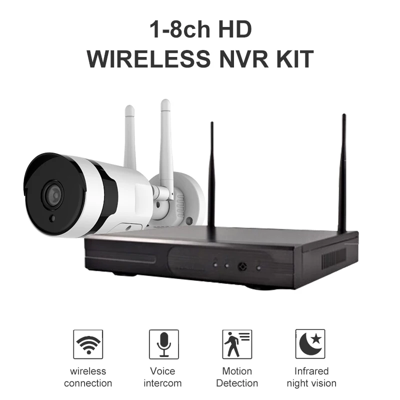 
Outdoor Wireless WIFI NVR KIT Home Survailance Security Camera System 1-8ch HD 1080P Voice Intercom 