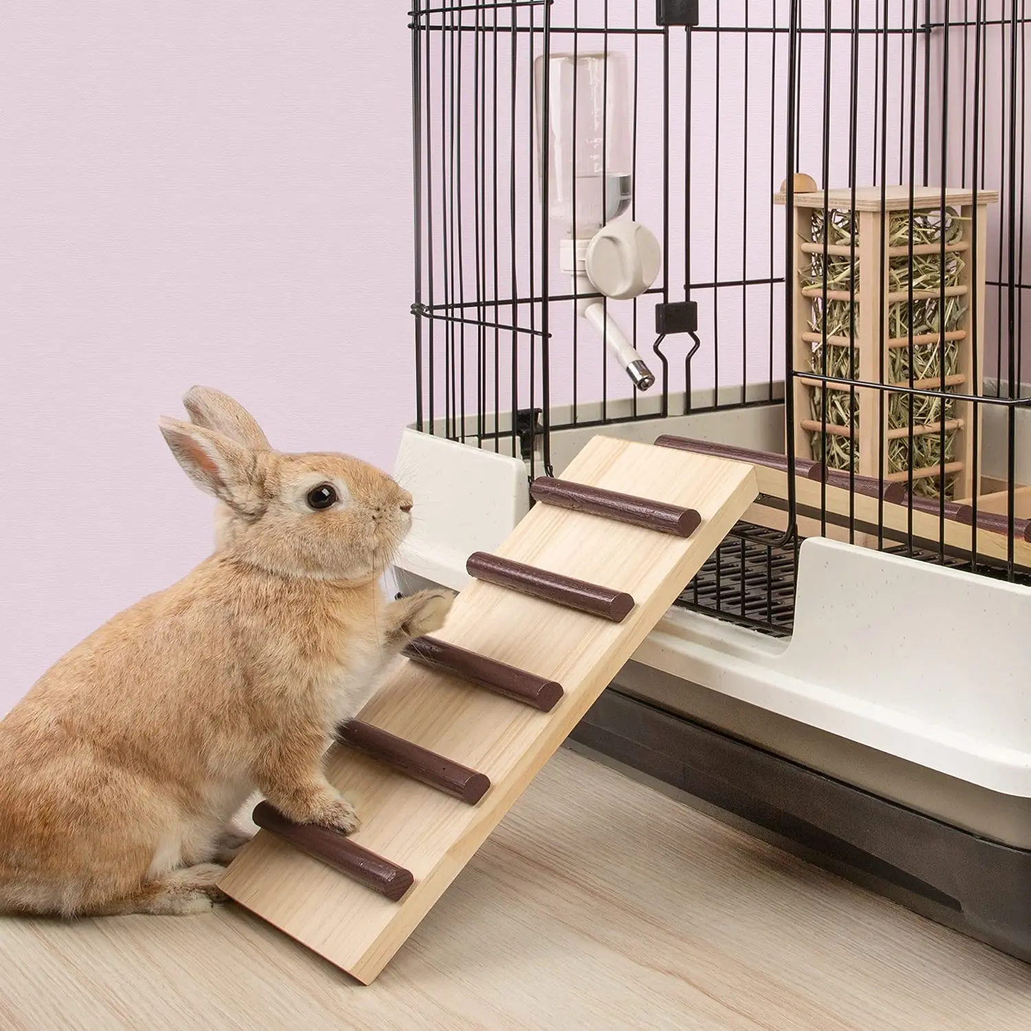 Wooden cage bridge for rabbit guinea pigs and chinchilla hamster toys Natural bridge for small pets