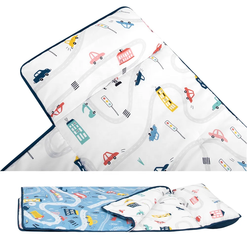 
Blue Dinosaur Themed Kids Bedding Sleeping Nap Mat With Pillow For Kids 