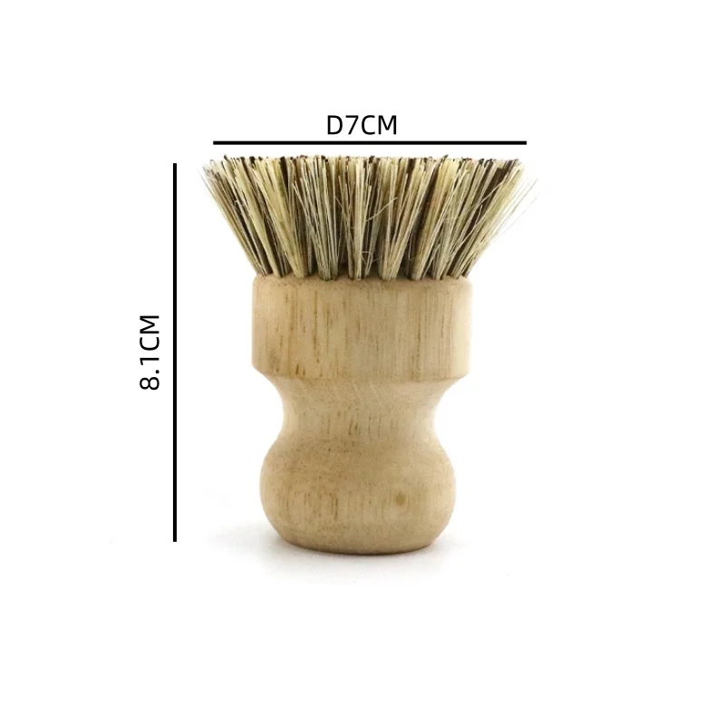Natural Fiber Bristle Pot Brush, Untreated Beechwood Handle, Heat-Resistant Union Fiber Head for Cleaning Pots, Pans and More
