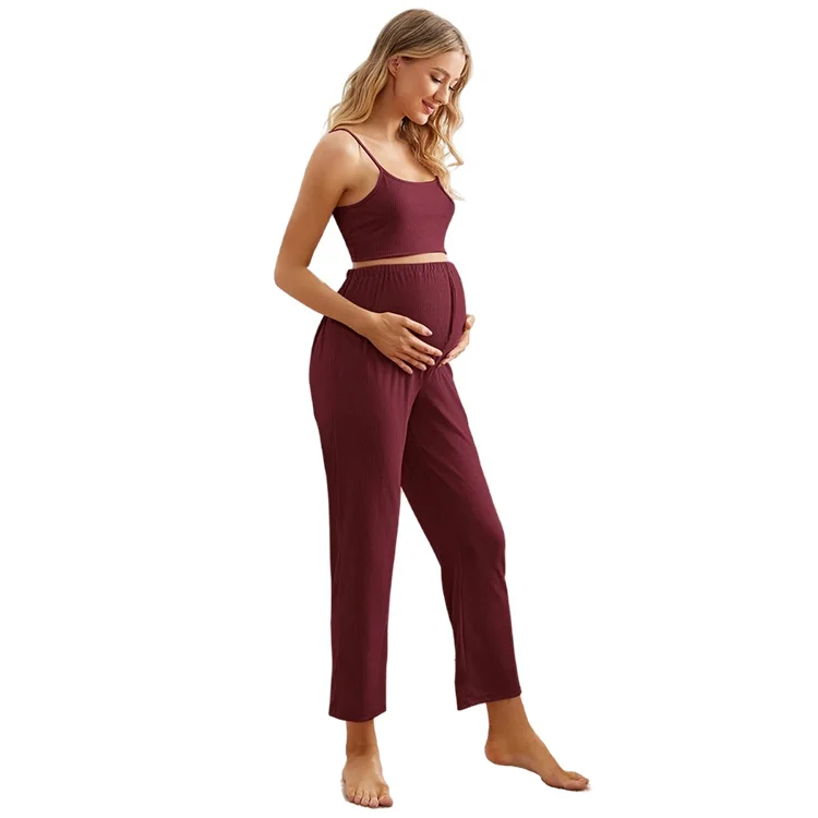Maternity Nursing 3 Pack Solid Rib-knit Button Robe Set Pregnant Women Pajama Set