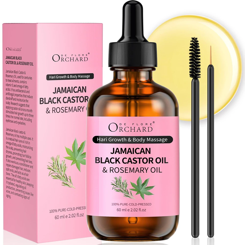 Hot Sale Jamaican Black Castor Oil with Rosemary,Black Castor Oil Cold Pressed,Organic Castor Oil for Hair Growth and Eyelashes