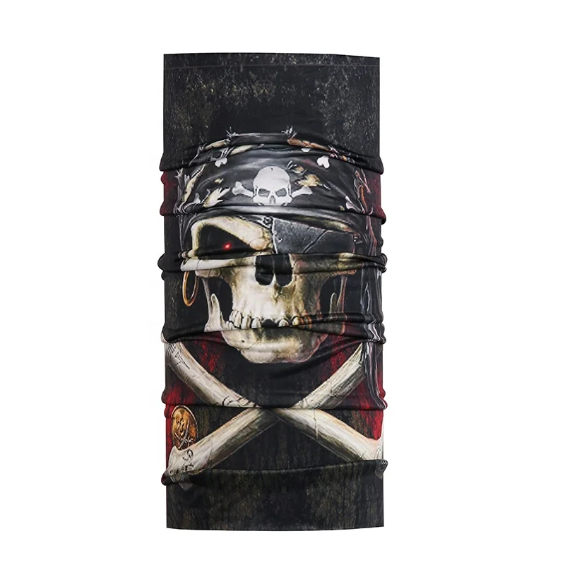 3D Custom Cooling Outdoor Travel Sunscreen Protection Scarf Neckerchief Skull Bandana