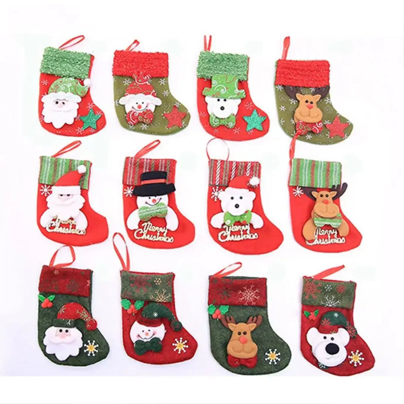 New Christmas Stocking Socks Gifts Candy Hanging Bag Short Christmas Socks Red And White Christmas Stocking Gift Present Bags