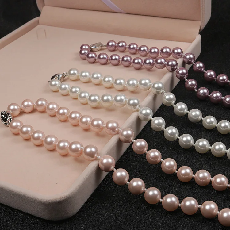
fashion trendy 10mm pearl beads chocker natural pearl necklace jewelry 