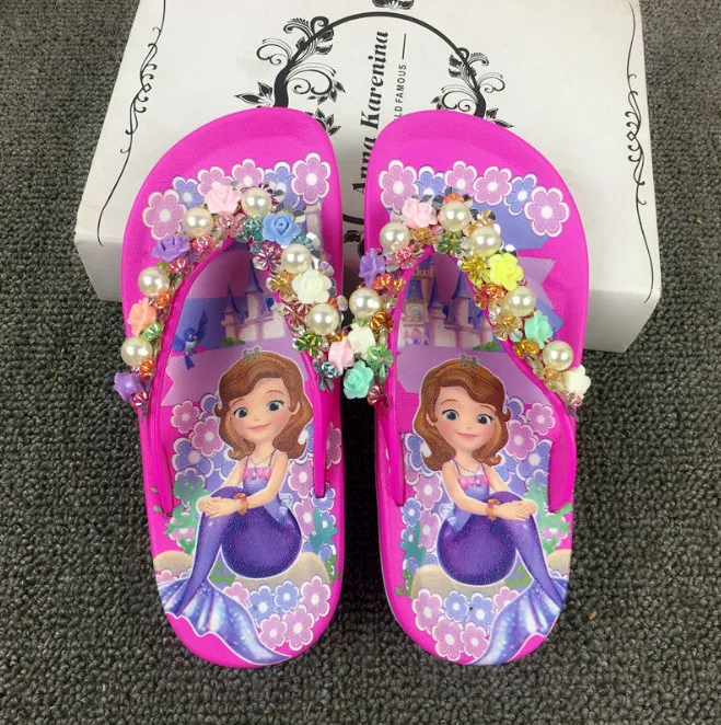 Summer Children girls slipper  flower cartoon PVC beach Slippers Non-slip flip flop