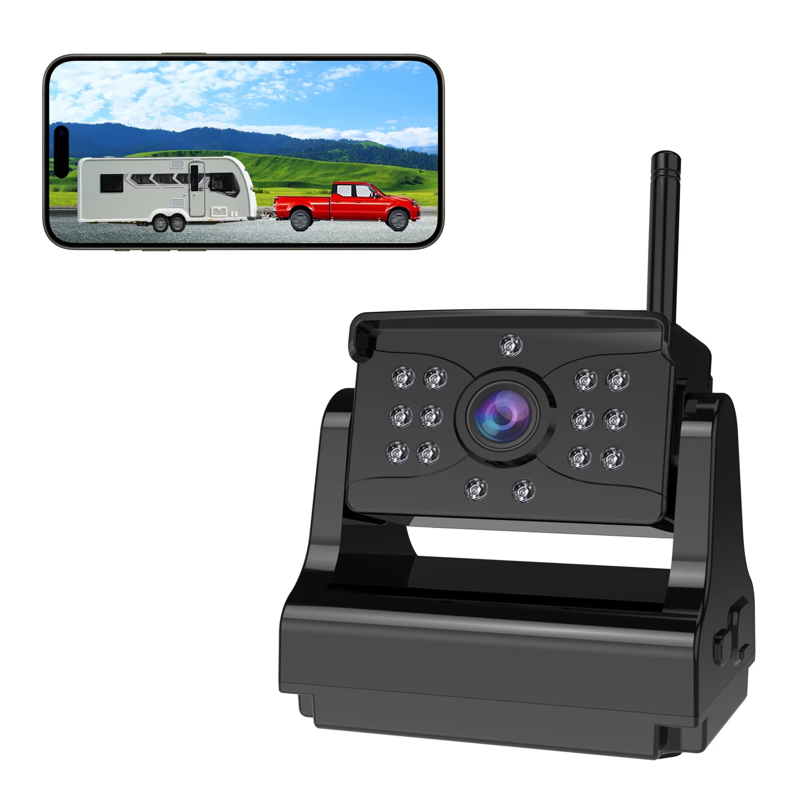 Новый 140 градусов сильный магнит 9600mha буксирный RVs 1080p WiFi Автомобильная беспроводная камера заднего вида