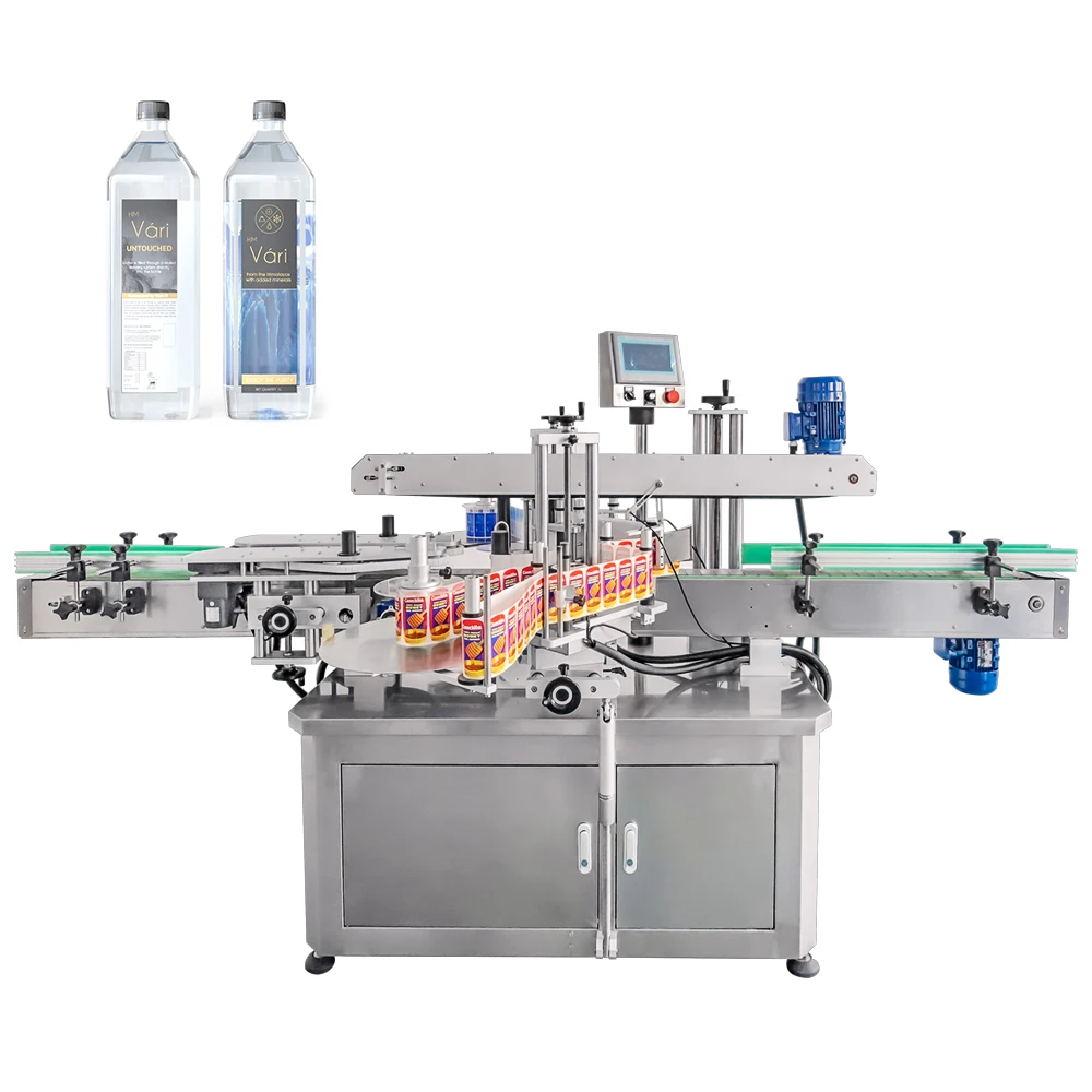 YM620 Automatic double sides self adhesive oblate square flat bottle plastic bottle labeling machine