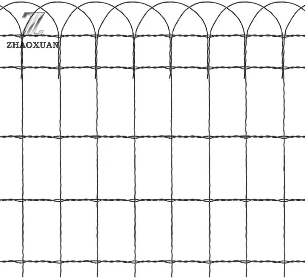Rustproof Wrought Iron Ornamental Garden Fence PVC Coated Metal Wire Fencing Animal Barrier Metal Garden Fence Panel