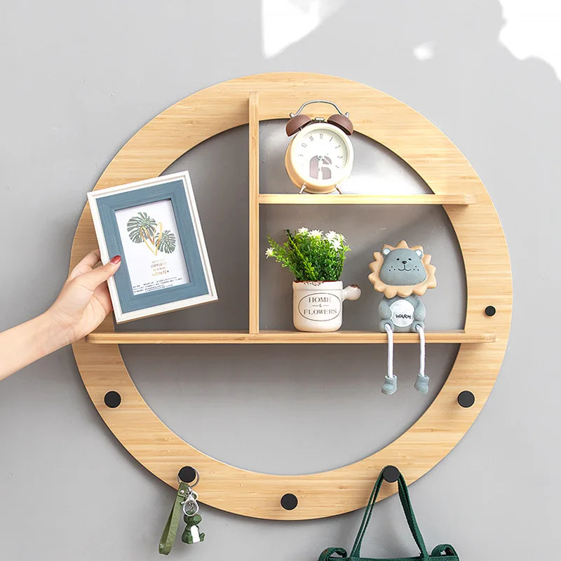 Home wall decoration hanger bedroom wall-mounted shelf porch storage wooden wall shelf