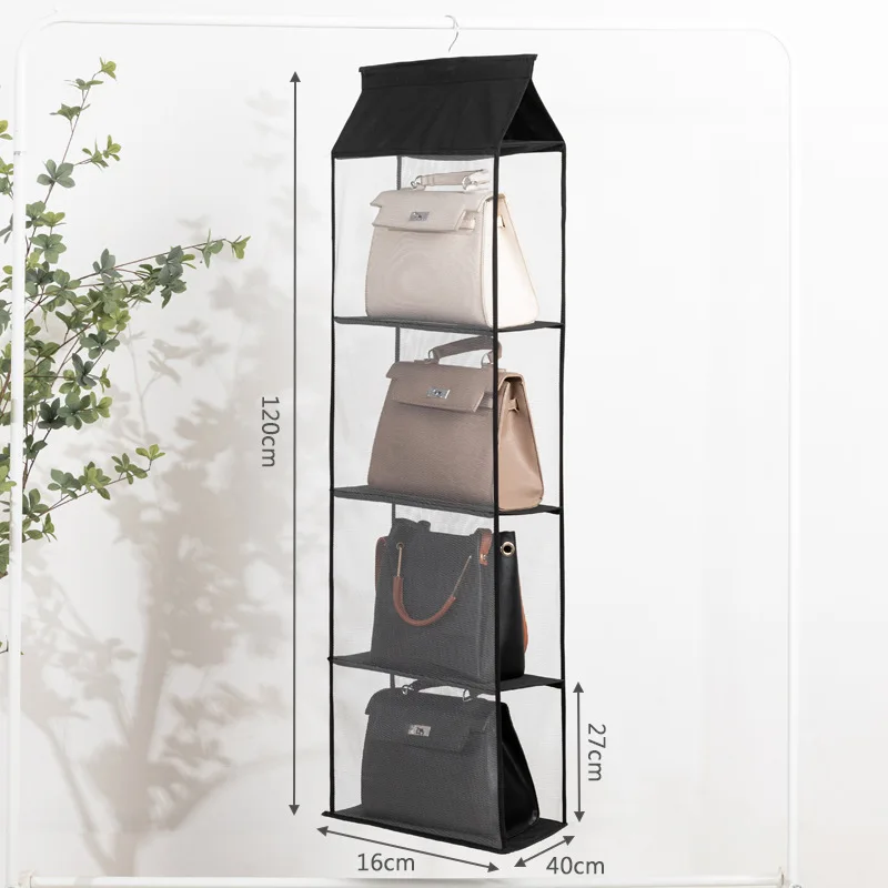 Dust-proof Wardrobe Closet Storage Holder Bag 2/3/4 Pockets Wall Hanging Handbag Organizer home storage & organization