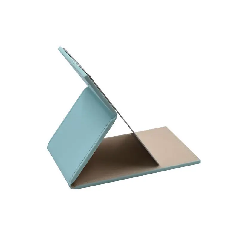 Promotion gift PU leather stainless steel folding makeup mirror platform leather folding mirror