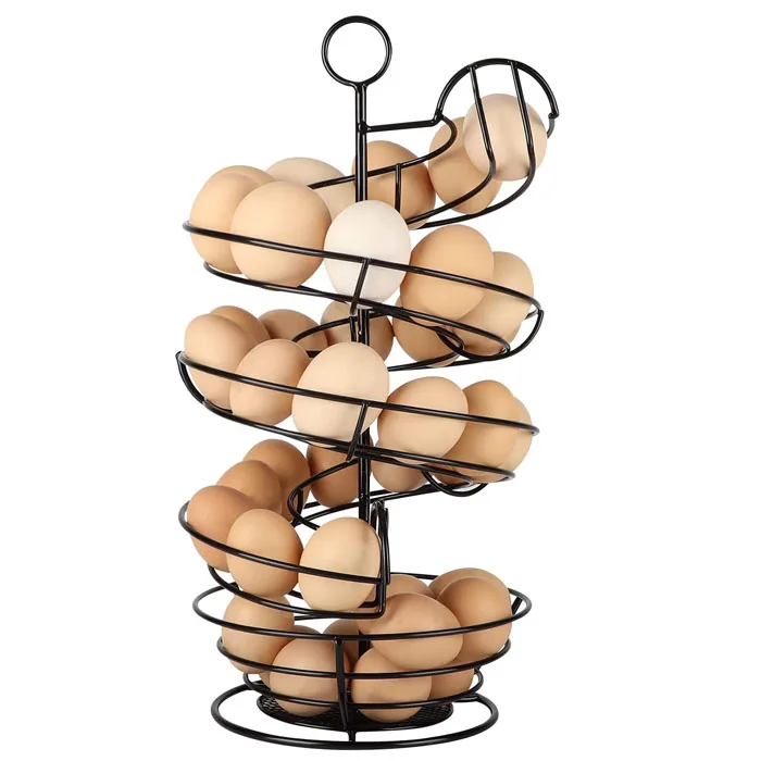 Kitchen 3 Tiers Metal Wire Egg Holder Stand with Storage Basket