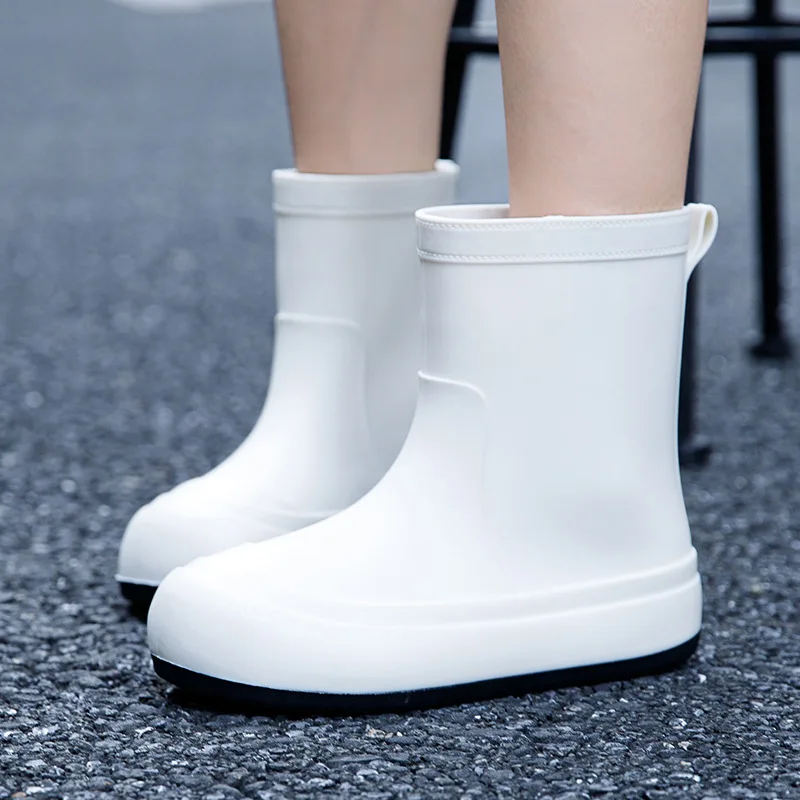 Winter Rain Shoes Women Plus Velvet Fashion Rain Boots Comfortable Waterproof Shoes Non-Slip Wear-Resistant Rubber Shoes