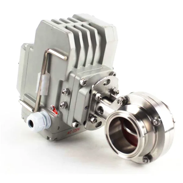 Sanitary Tri Clamped Butterfly Valve Stainless Steel Single Action Pneumatic Actuator Butterfly Valve