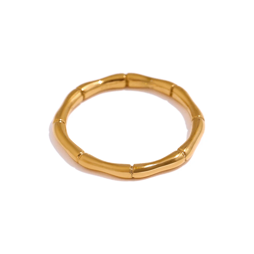 JINYOU 662 минималистичное 18k позолоченное ювелирное изделие бамбуковое кольцо из нержавеющей стали модное простое тонкое с хвостом женские ювелирные изделия