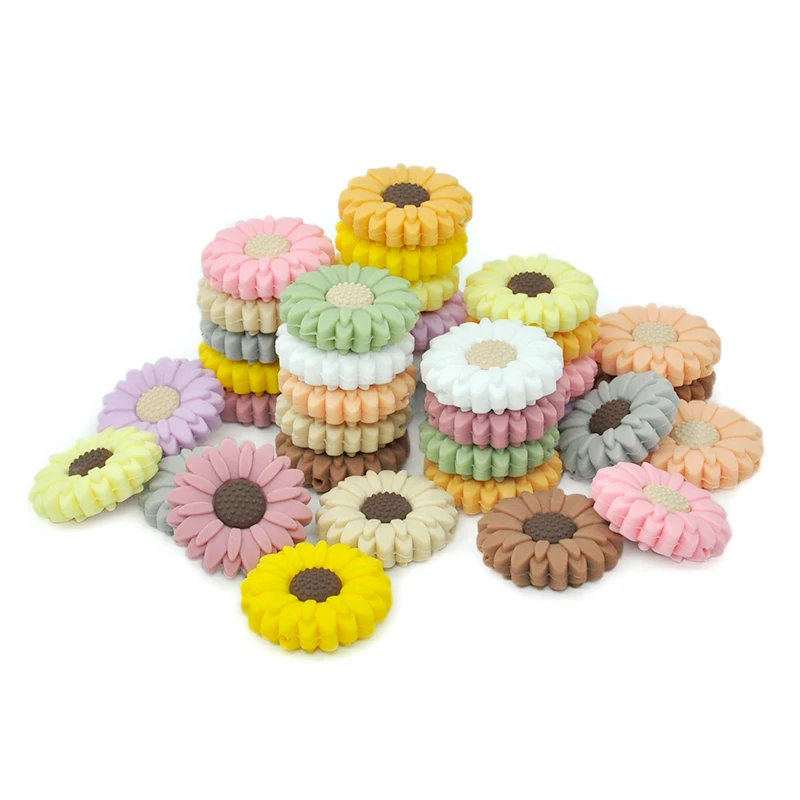 Zhongshan Manufacturer Silicone Teething Beads Sunflower Wholesale China BPA Free Silicone Beads