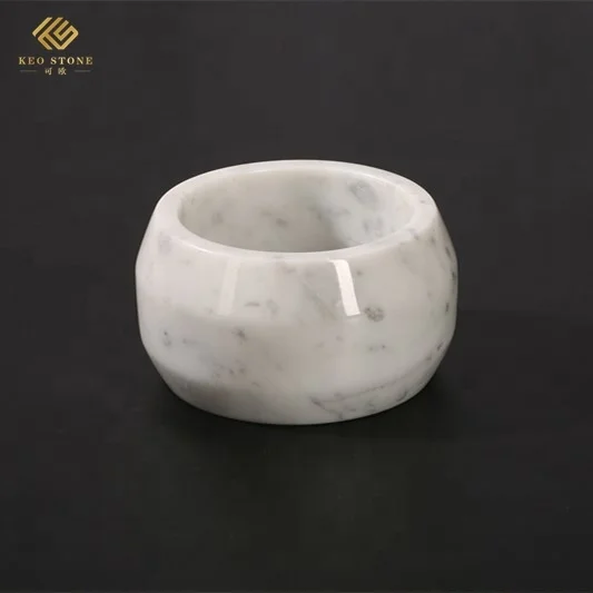 
Chinese style simple home decoration jewelry storage round white marble jar 