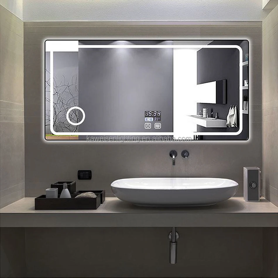 Factory Supply Big-Sized Bath Mirror Wall Mounted Led Lighting Touch Sensor 3-CCT Adjustable Bathroom Makeup Mirrors