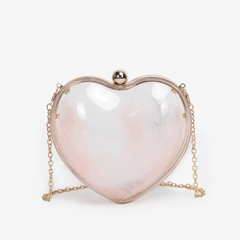 Wholesale price shell heart shape party bag for girl New Style Women Clutch Bag clear Acrylic women handbag evening bag