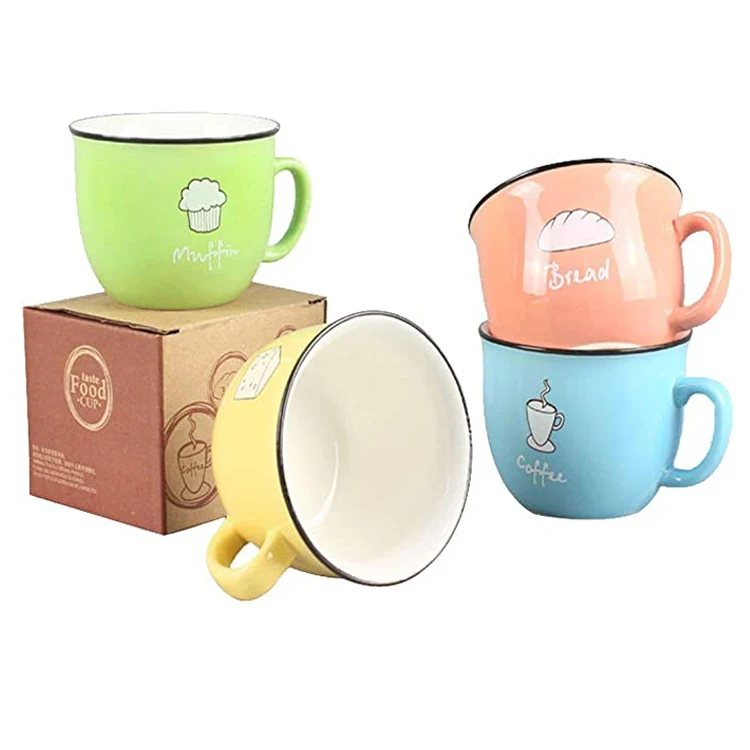 nostalgic style imitation enamel look pottery cup coffee milk ceramic enamel mug