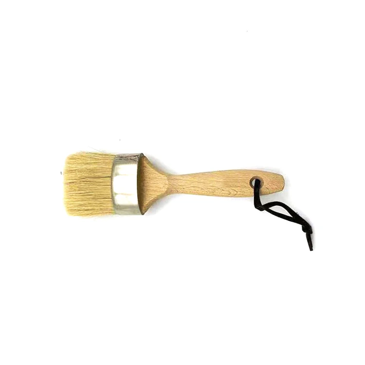 Large 2 in 1 Round Chalk and Wax Paint Brush Bristle Stencil Brushes for Furniture Waxing Tool Bristle Stencil Brushes