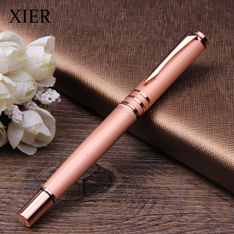 Wholesale Custom engraving printing logo promotional fashion design rose gold luxury liquid roller pens