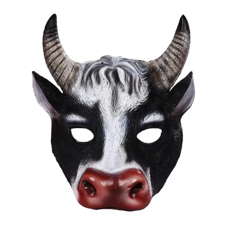 Dairy cow  Mask Animal Half Face Cow Ear Mask for Easter Halloween Party Mardi Gras Costume Accessory party face mask