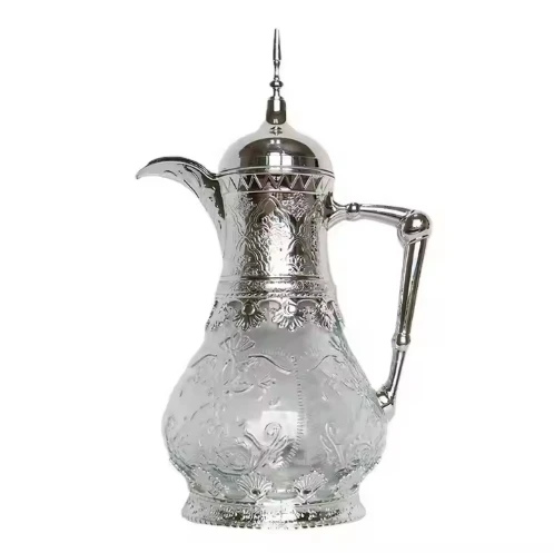 New Arabic Decorative Teapot Holiday Party Gift Silver Turkish Large Capacity Portable Glass Coffee & Tea Pot Kettle