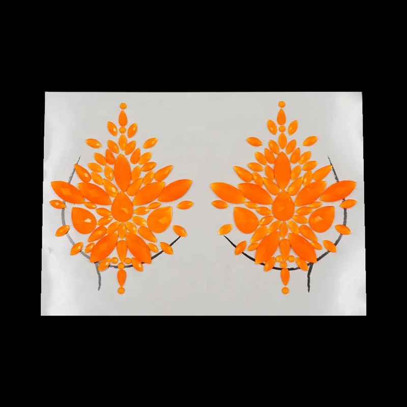 Free sample cross design Neon Rhinestone Glitters Pasties Nipple Covers body Jewelry gems Nipple Stickers