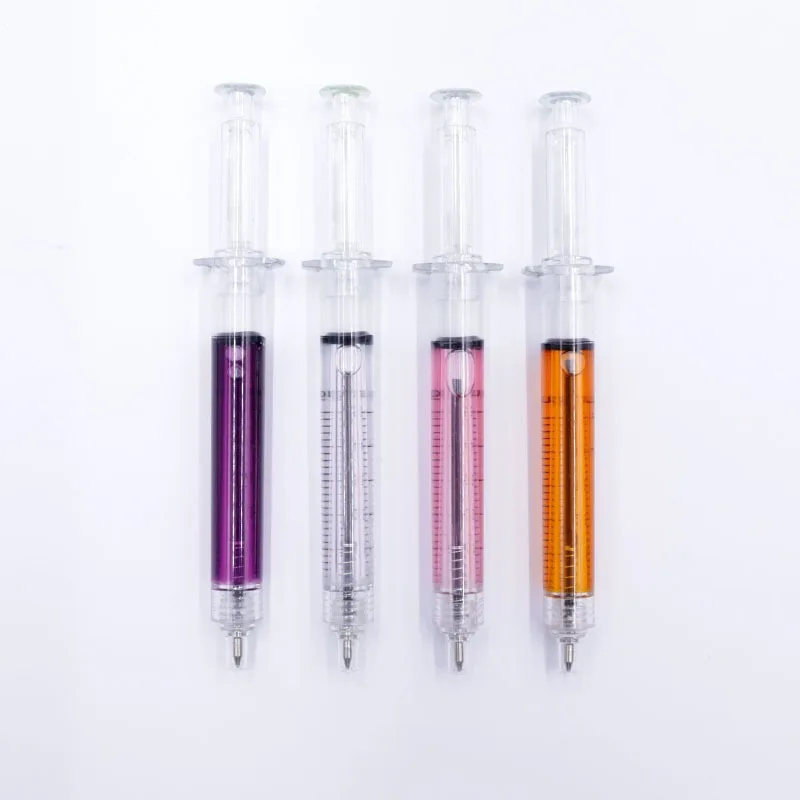 School supplies Creative needle syringe Ballpoint pen plastic transparent simulation syringe injection pen with Logo 1107