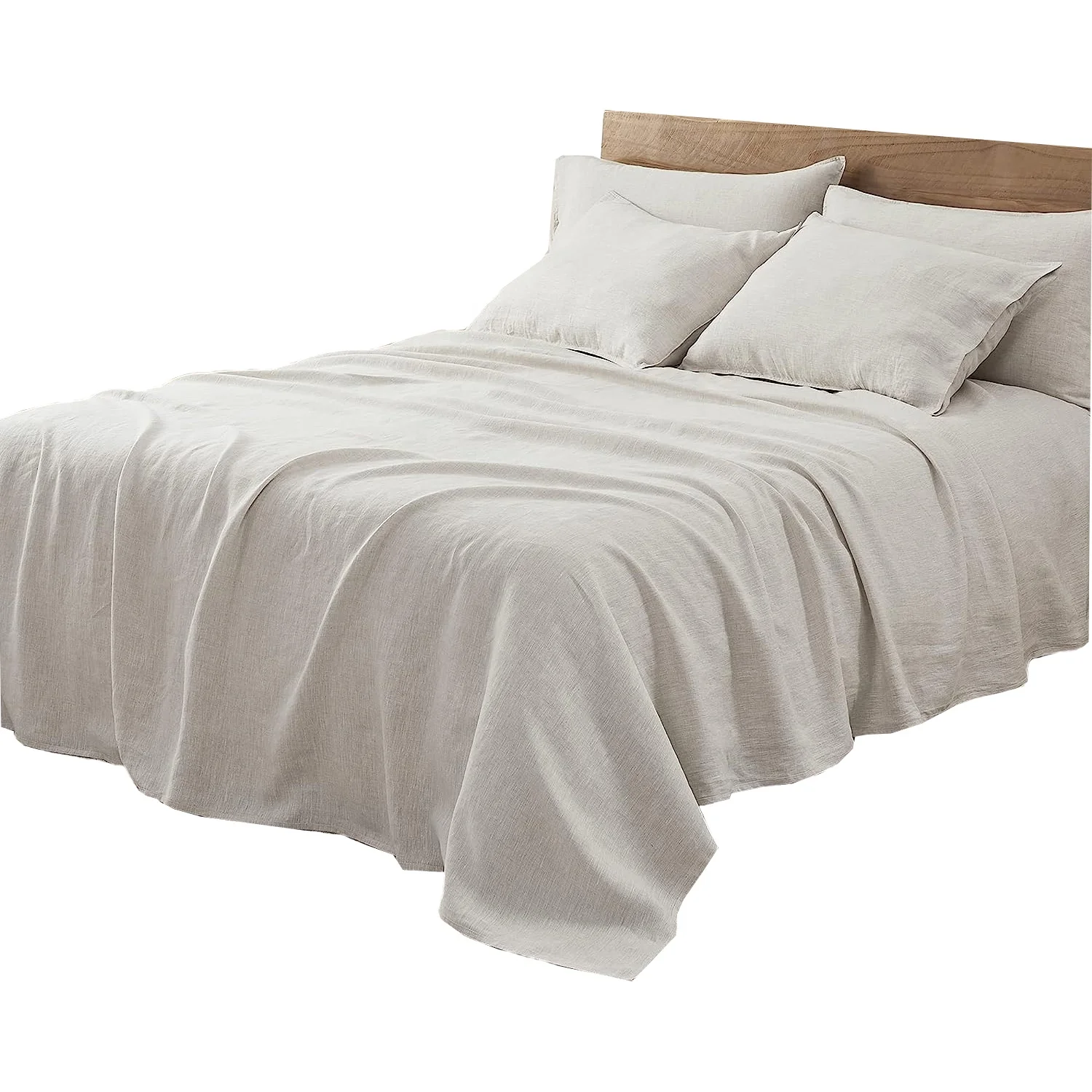 OEKO-TEX Flax linen duvet cover with hemp flat sheet pillowcase 100% French flax white linen bedding set