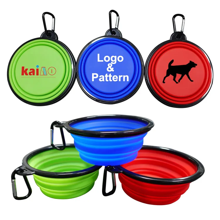 Wholesale New Design Durable Eco Friendly Custom Portable Large Insulated Non Spill Travel Collapsible Silicone Pet Cat Dog Bowl