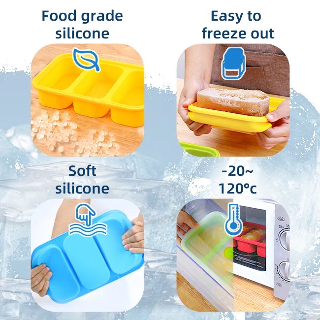 Home Kitchen Multi color Soup jelly maker Freezer Storage Containers Food Grade Silicone mold ice cube Tray soup cube mold