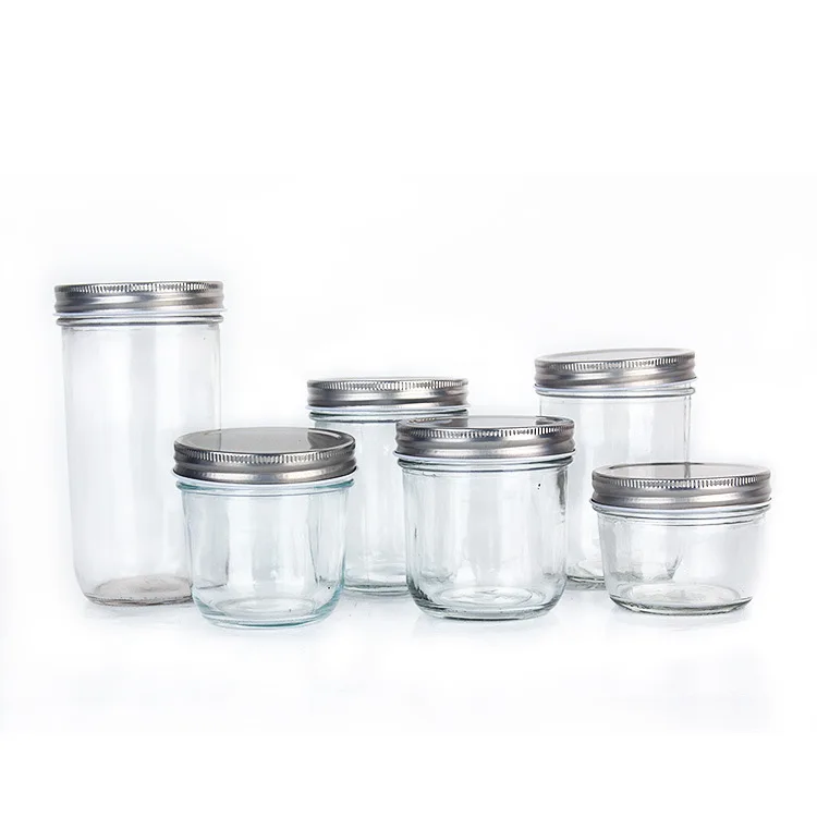 Empty Wide Mouth round Glass Jar 8oz Mason Jar With airtight double lid For Food Jam Honey pickle