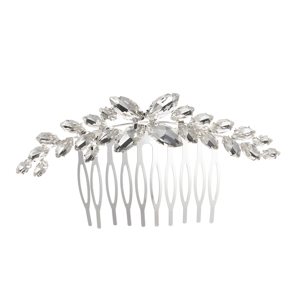 China Goods Wholesale Handmade Rhinestone Gold Tiara Nupcial Metal Wedding Bridal Hair Comb Chinese Diamond Women Headpiece