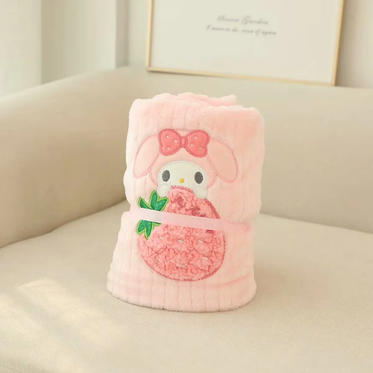 Cartoon Anime Blanket For Child Portable Kuromi My Melody Cinnamoroll Office Air Conditioner Blanket For Baby Spring Summer