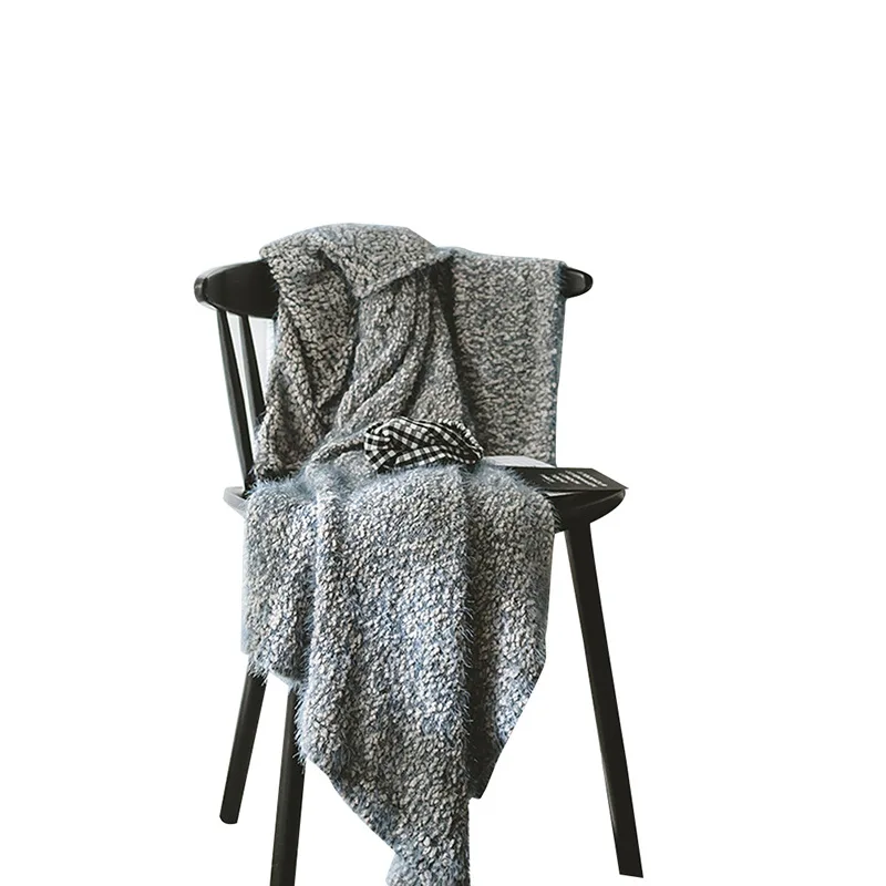 
OEM service Soft blanket special fancy yarn combined with feather yarn fiber blanket polyester blanket 