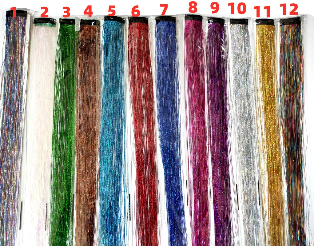 50cm Hair Tinsel Clip In Hair Tinsel Extension 15 Colors