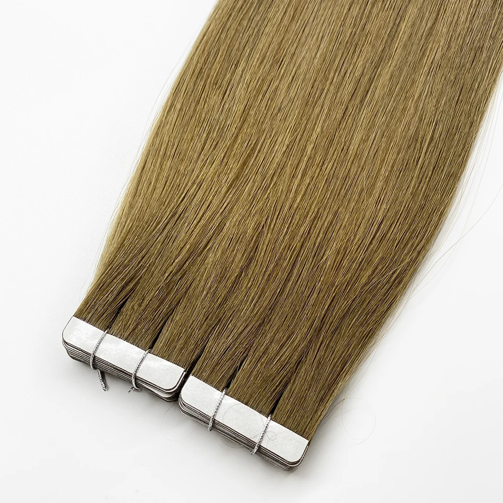 Inice double drawn raw burmese curly hair tape in, long straight mini tape in real human hair extensions