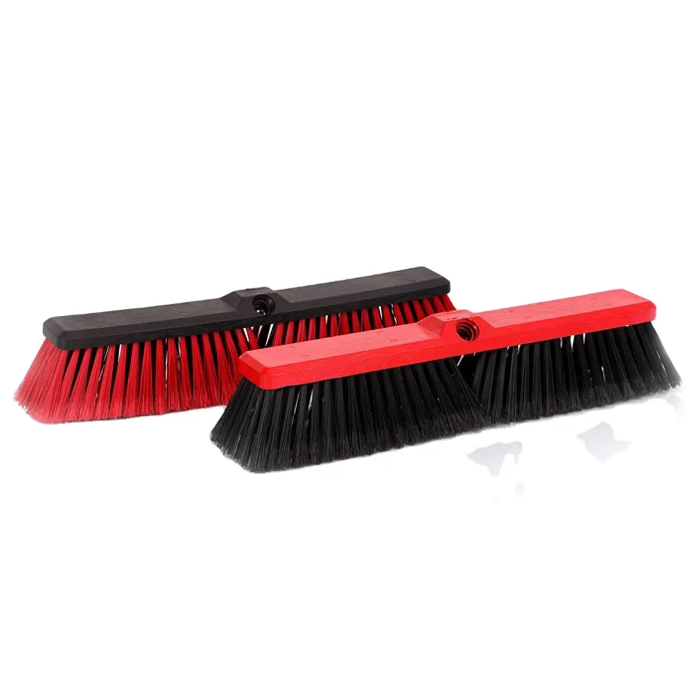 Large Plastic Floor Pushing Broom Floor Cleaning Brush  With Long Metal handle with EVA Sleeve