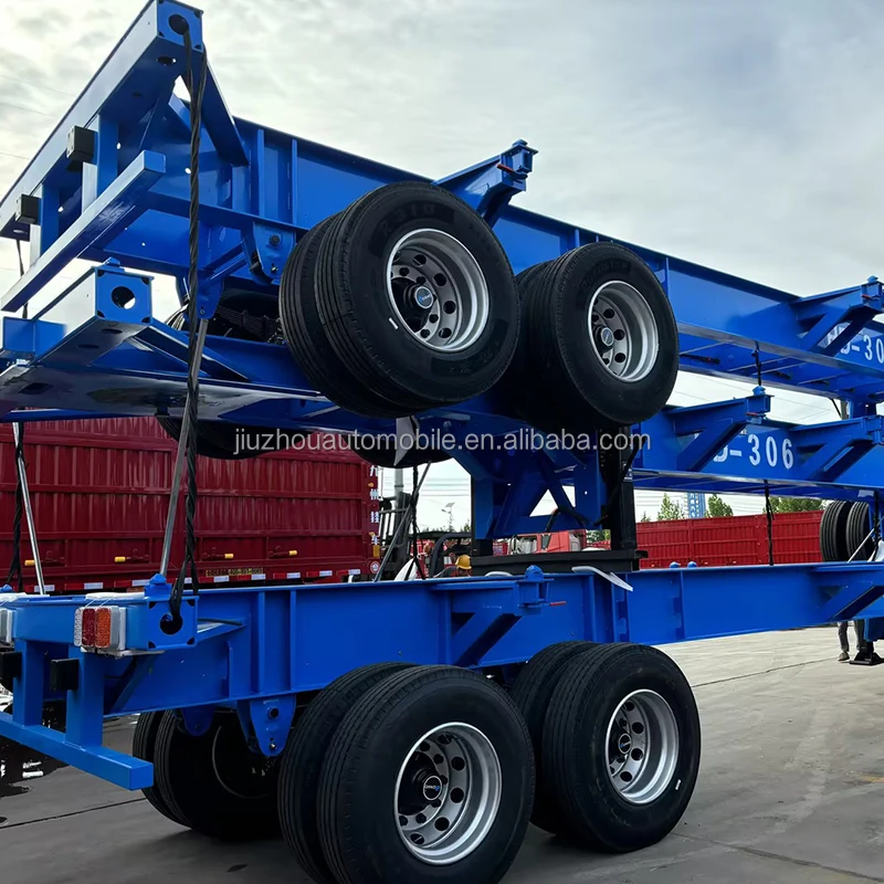 20ft Straight Chassis Skeleton Container Semi Truck Trailers for Heavy Loading Container and Portable Tanker Container