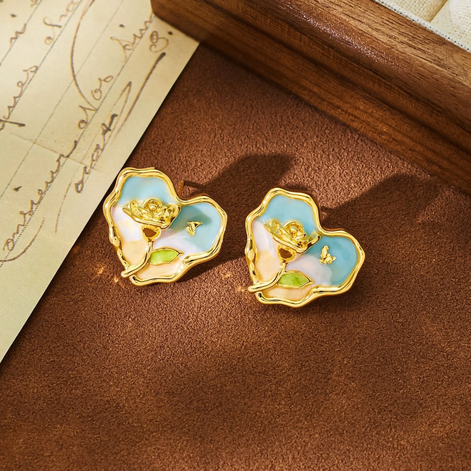 Oil painting style earrings natural freshwater pearls earrings high-end antique style Baroque pearls earrings with S925 needle