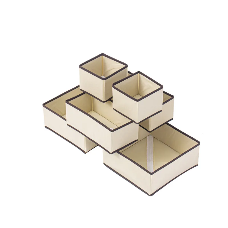 Explosive lidless split compartment non-woven underwear storage box fabric four-piece set socks bra storage box