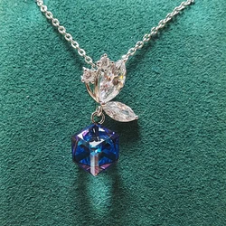 Factory Price Sweet S925 Sterling Silver Butterfly Cube Sugar Pendant Clavicle Chain